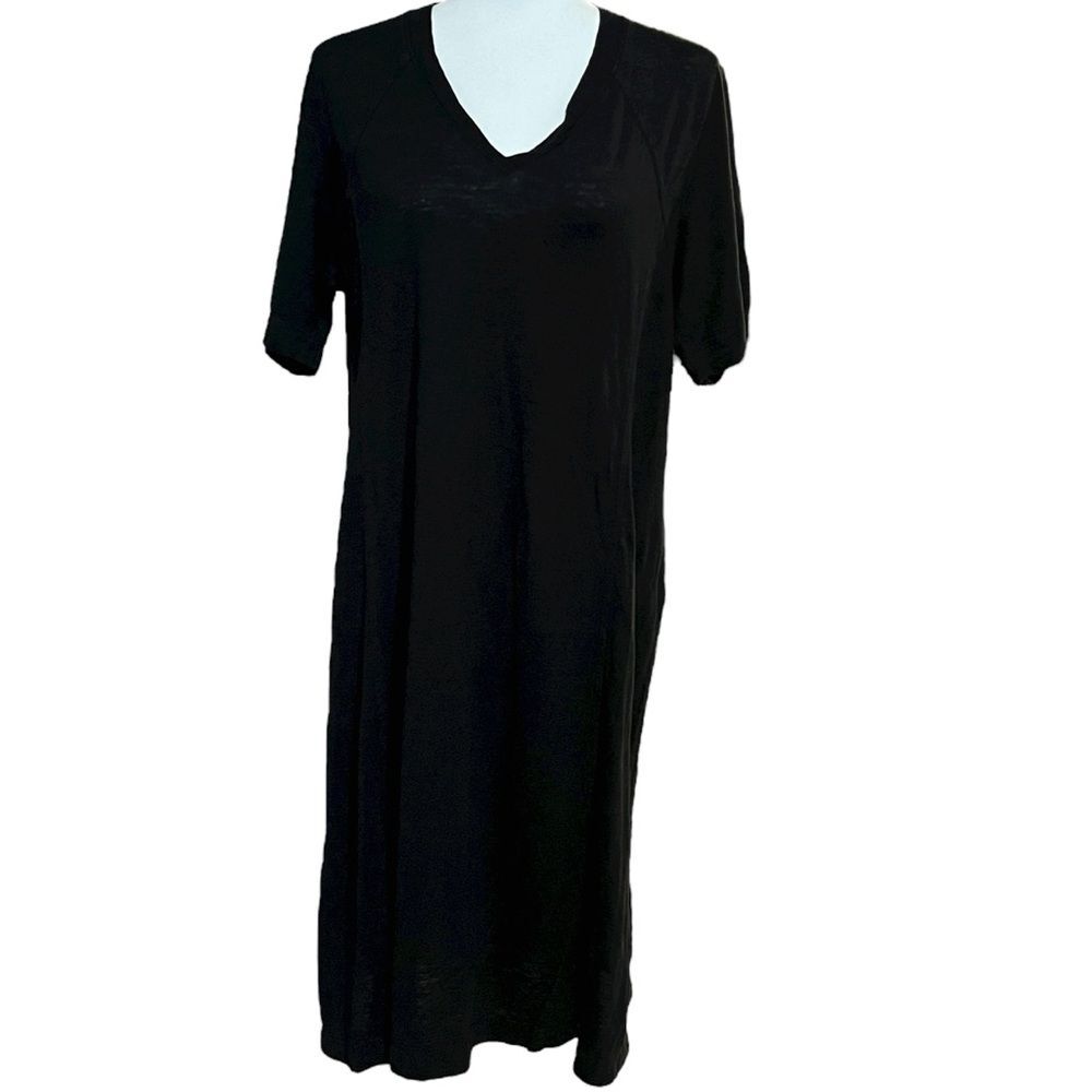Eileen Fisher Hemp Organic Cotton T Shirt Dress Short Sleeve V Neck Womens Large